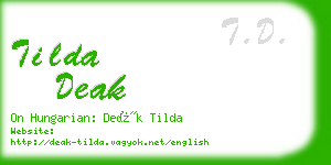 tilda deak business card